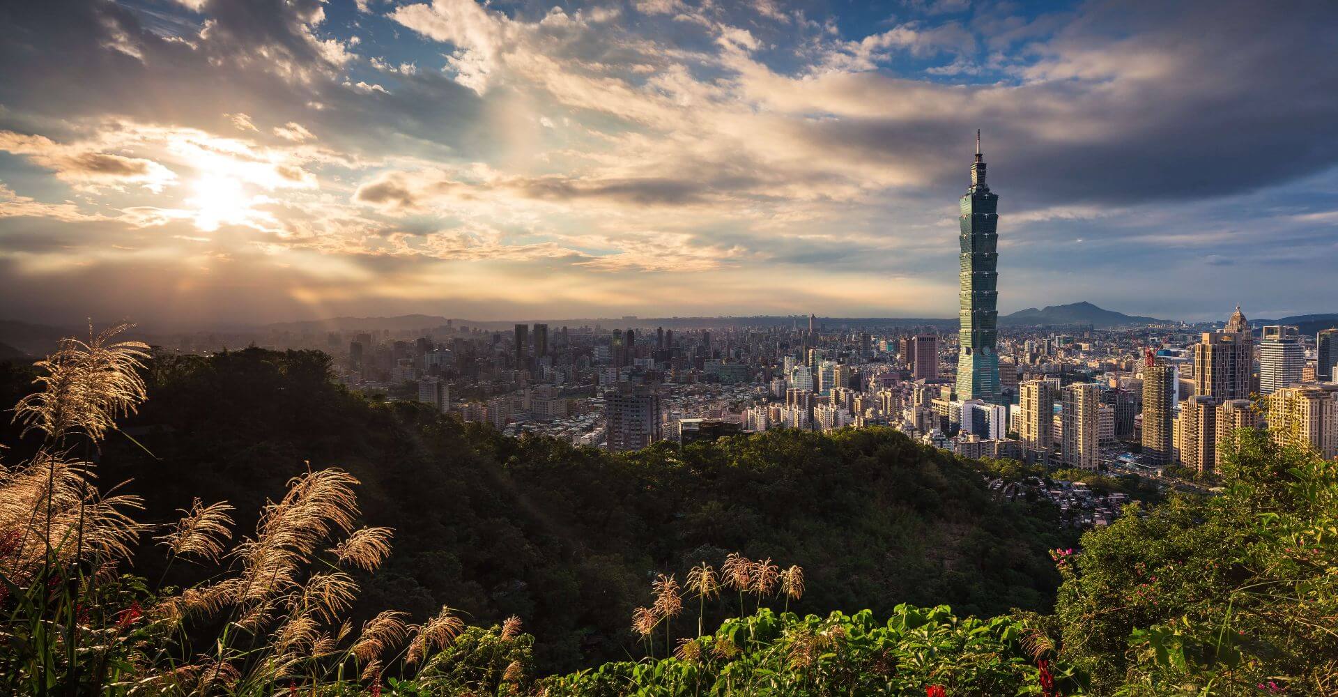 Taipei 101. The Master Program in Smart Healthcare Management is close to Taipei City, the capital city of Taiwan. Taipei 101 is the tallest building in Taiwan. The picture was taken at Elephant Mountain, a famous hiking place in Taipei.
